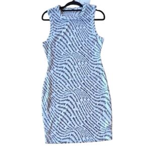 Alexander Wang White Sleeveless Logo Wave Bodycon Mini Dress